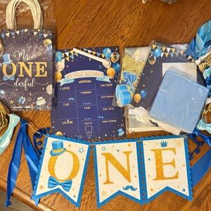 ✨ BOGO 50% Off ✨ Mr Onederful Happy First Birthday Decorations Set 1️⃣💙